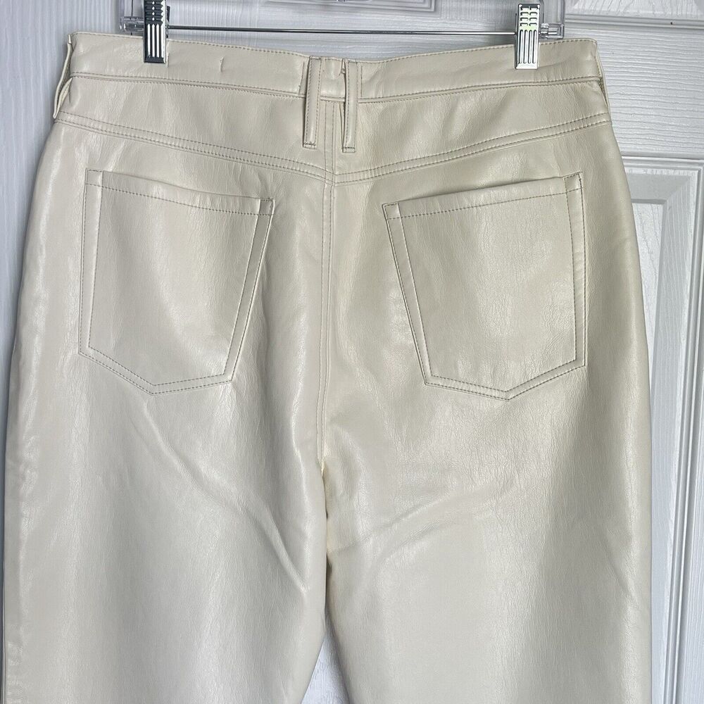 FRAME Womens Pants Size 32 Ivory Bone Faux Leather Straight Jean New - Picture 8 of 16